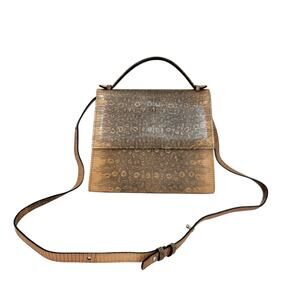 Hunting Season Lizard Top Handle Crossbody Satchel Bag Brown/Tan
